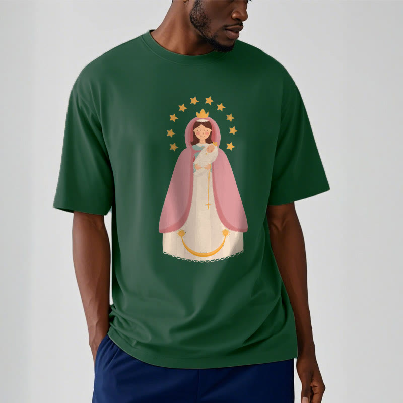 Christianartworkshop Minimalist Style Divine Virgin Mary and Child Short Sleeve T-shirt - image 11