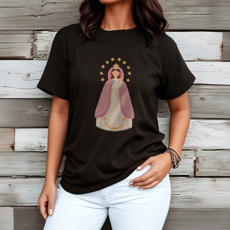Christianartworkshop Minimalist Style Divine Virgin Mary and Child Short Sleeve T-shirt - image 1