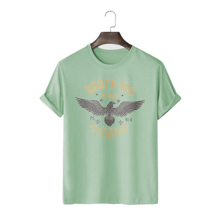 Christianartworkshop Modern Style Under His Wings You Will Find Refuge Short Sleeve T-shirt - Light Green - 2XL - image 10