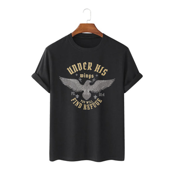 Christianartworkshop Modern Style Under His Wings You Will Find Refuge Short Sleeve T-shirt - Black - 2XL - image 0