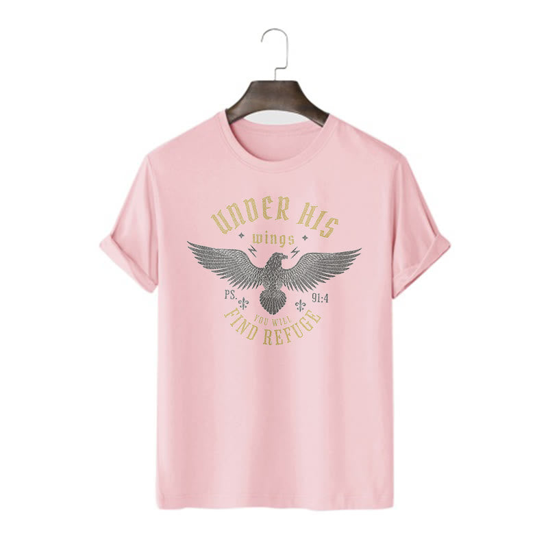 Christianartworkshop Modern Style Under His Wings You Will Find Refuge Short Sleeve T-shirt - Pink - 2XL - image 11