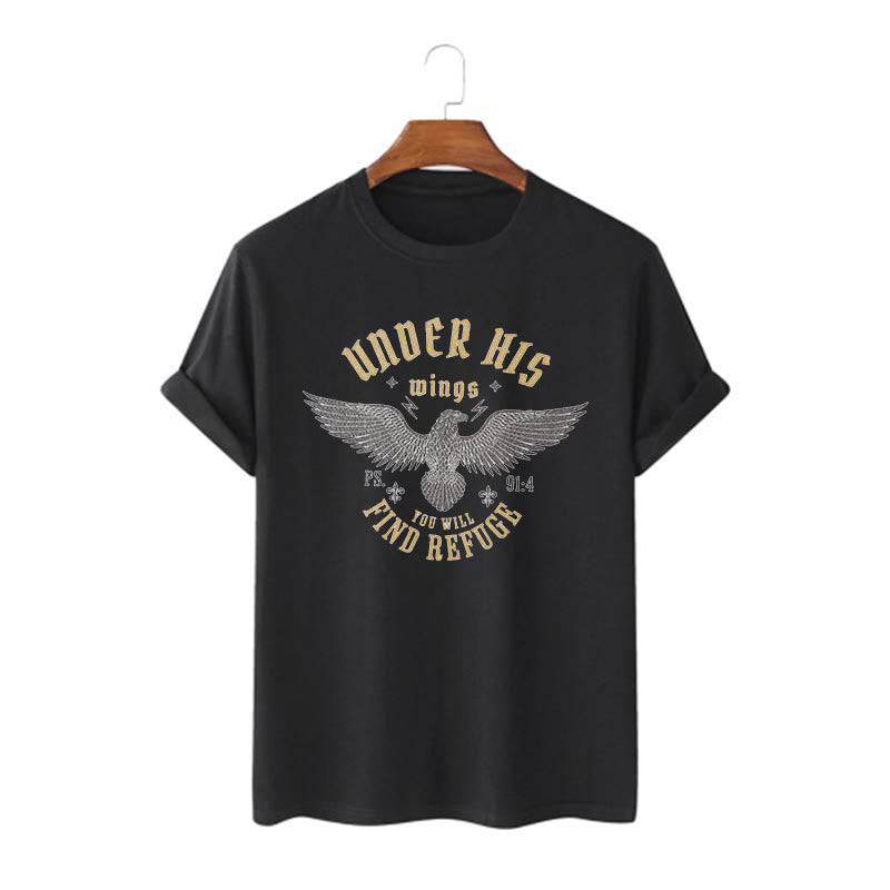Christianartworkshop Modern Style Under His Wings You Will Find Refuge Short Sleeve T-shirt - Black - 2XL - image 0