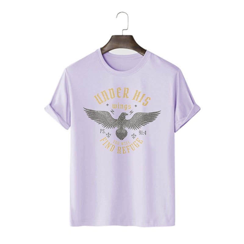 Christianartworkshop Modern Style Under His Wings You Will Find Refuge Short Sleeve T-shirt - Purple - 2XL - image 13