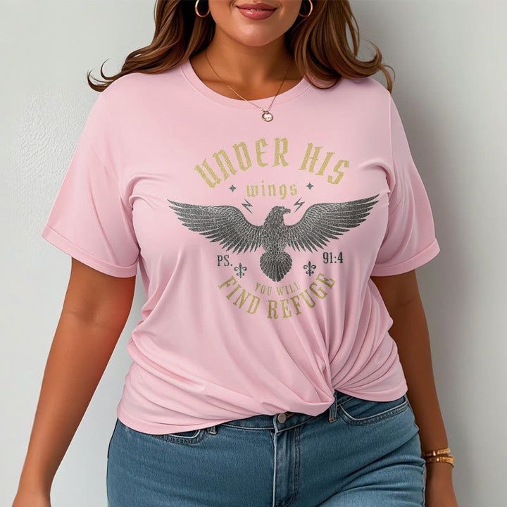 Christianartworkshop Modern Style Under His Wings You Will Find Refuge Short Sleeve T-shirt - image 12