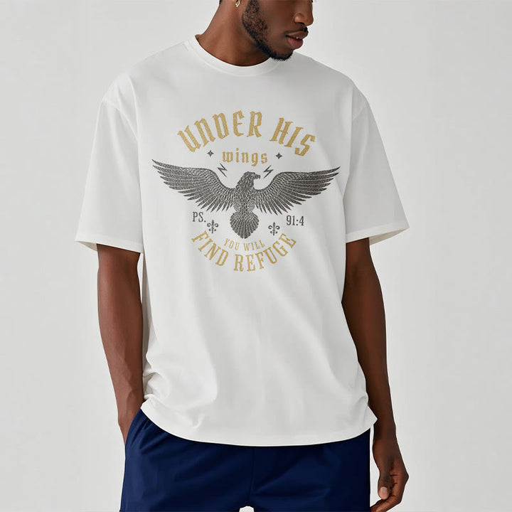Christianartworkshop Modern Style Under His Wings You Will Find Refuge Short Sleeve T-shirt - image 4