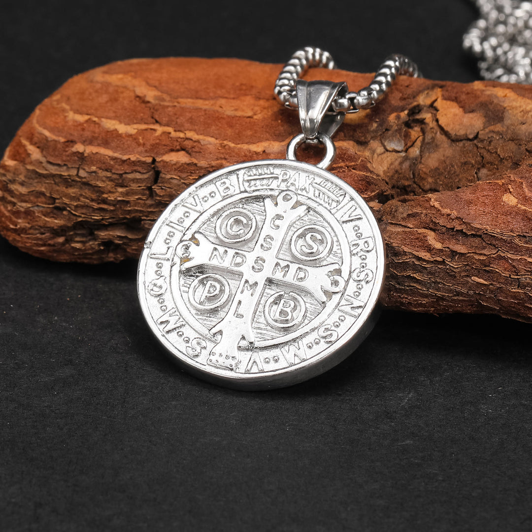 Classic Retro Style Crafted St. Benedict Sacred Protection Pendant Necklace - image 3