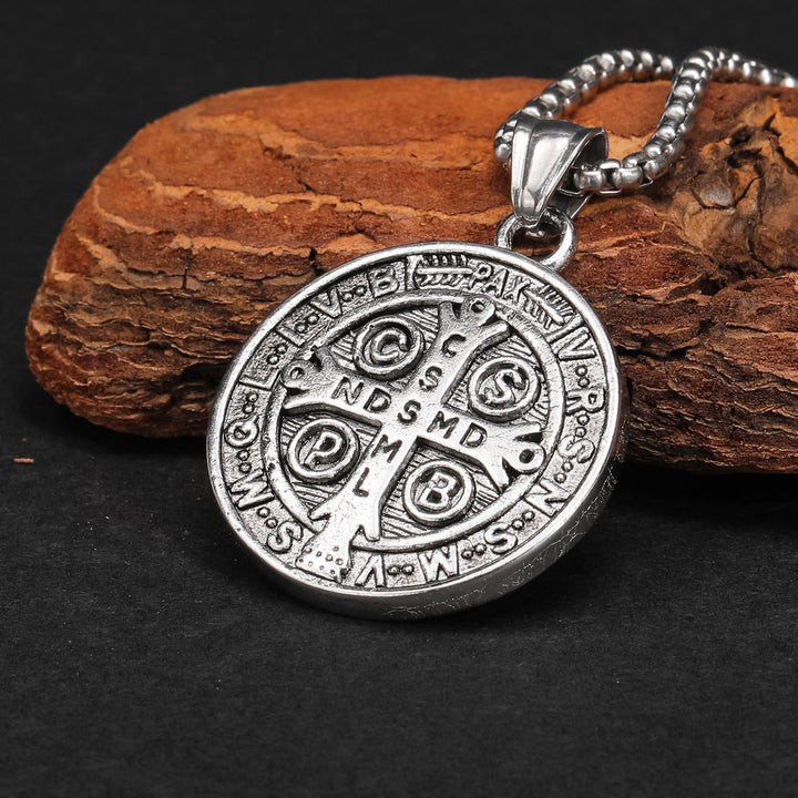 Classic Retro Style Crafted St. Benedict Sacred Protection Pendant Necklace - image 4