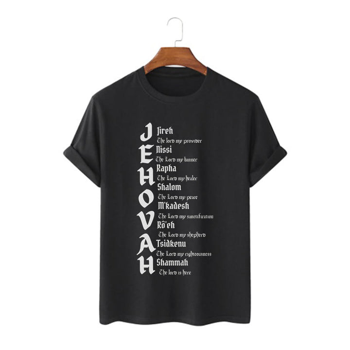 Christianartworkshop Minimalist Style Names Of Jehovah Short Sleeve T-shirt - Black - 2XL - image 0