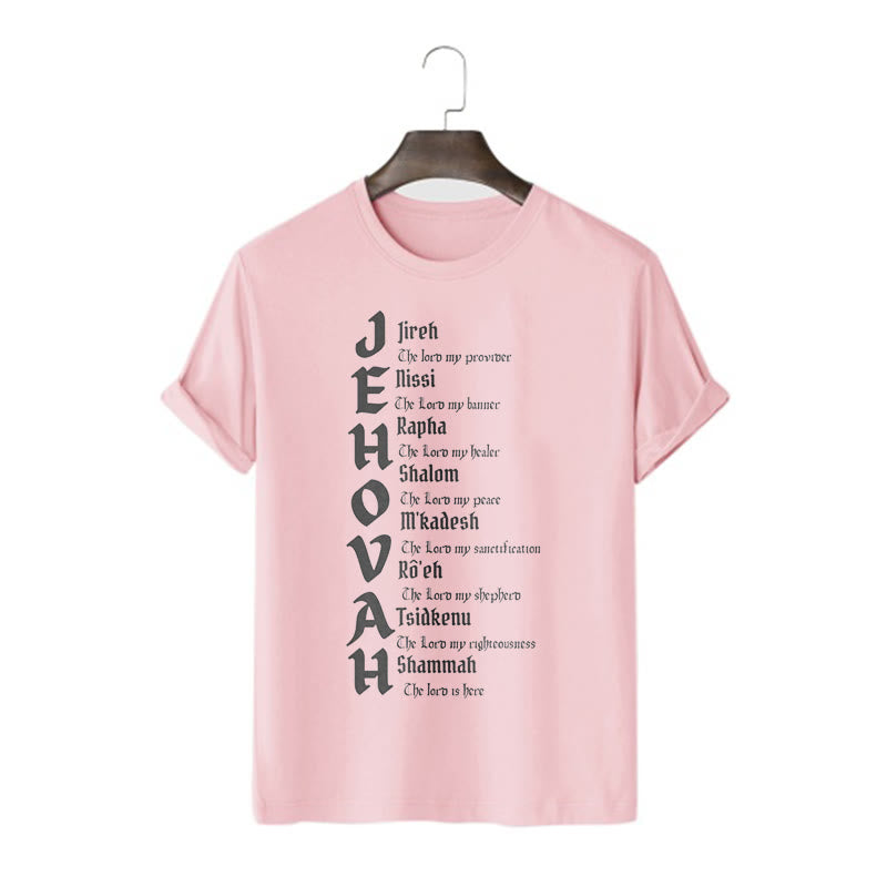 Christianartworkshop Minimalist Style Names Of Jehovah Short Sleeve T-shirt - Pink - 2XL - image 12