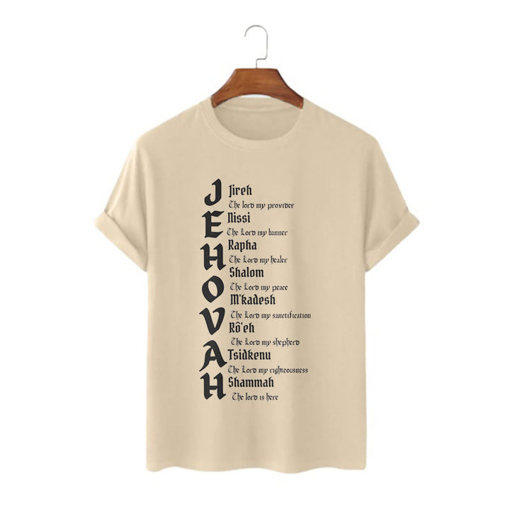 Christianartworkshop Minimalist Style Names Of Jehovah Short Sleeve T-shirt - Khaki - 2XL - image 5