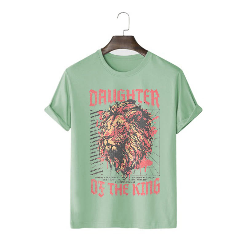 Christianartworkshop Modern Style Daughter Of The King Lion Head Short Sleeve T-shirt - Light Green - 2XL - image 5