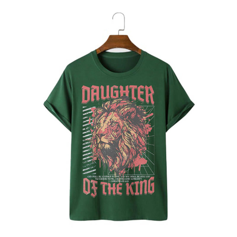 Christianartworkshop Modern Style Daughter Of The King Lion Head Short Sleeve T-shirt - Dark Green - 2XL - image 4