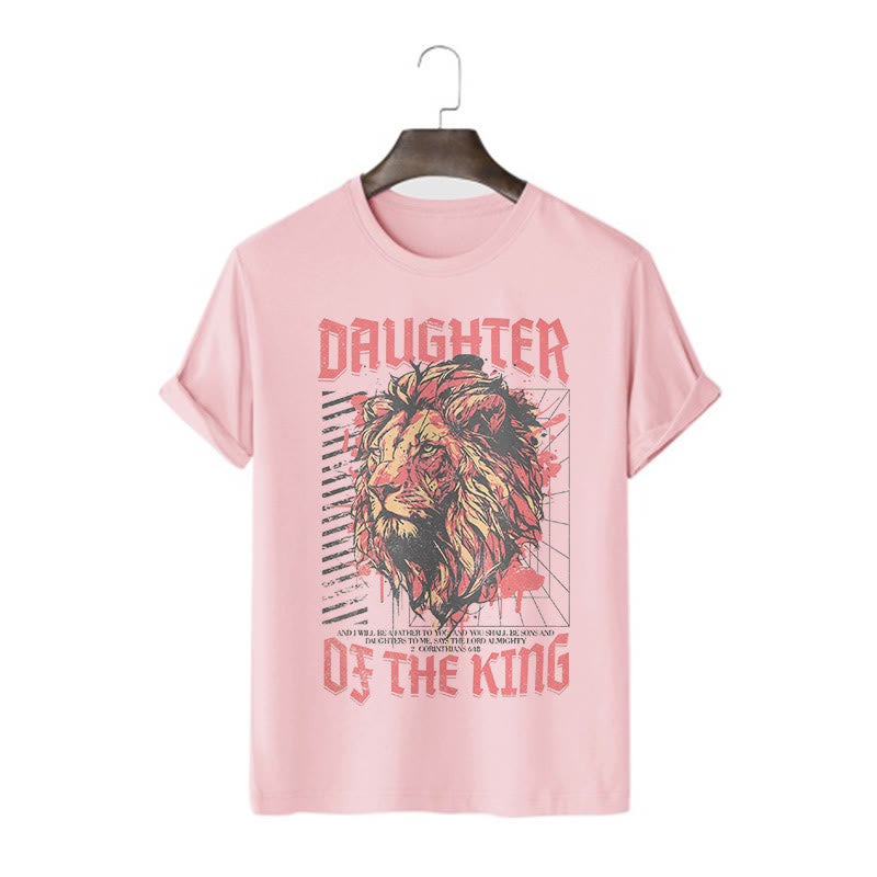 Christianartworkshop Modern Style Daughter Of The King Lion Head Short Sleeve T-shirt - Pink - 2XL - image 6