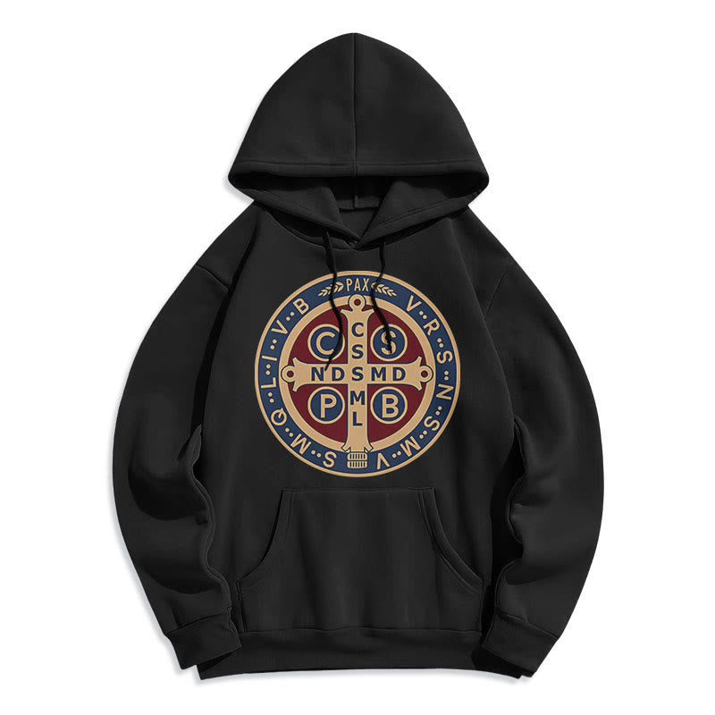 Classic Colored Style St. Benedict Protector Fleece Lined Polyester Hoodie - Black - 2XL - image 0