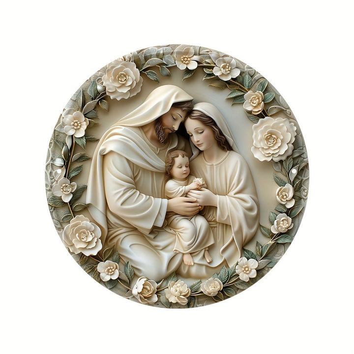Christianartworkshop Realistic Style Stereo Nativity Scene Floral Wreath Christmas Nativity Hanging Ornaments - image 4