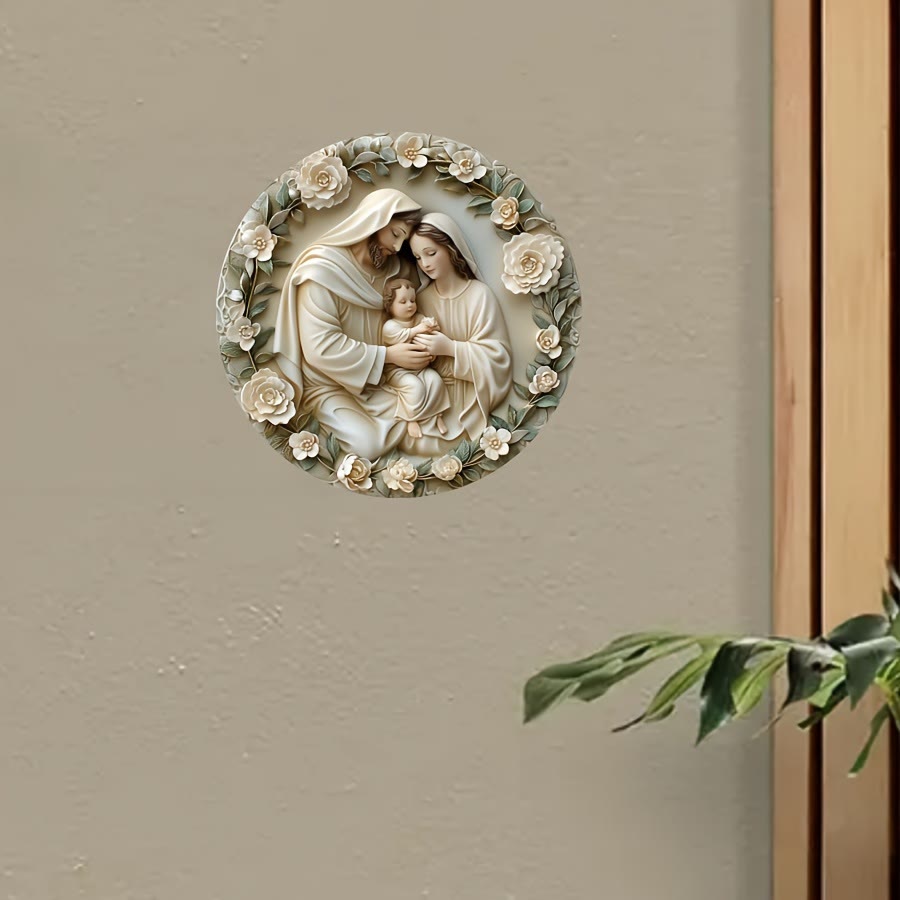 Christianartworkshop Realistic Style Stereo Nativity Scene Floral Wreath Christmas Nativity Hanging Ornaments - image 3