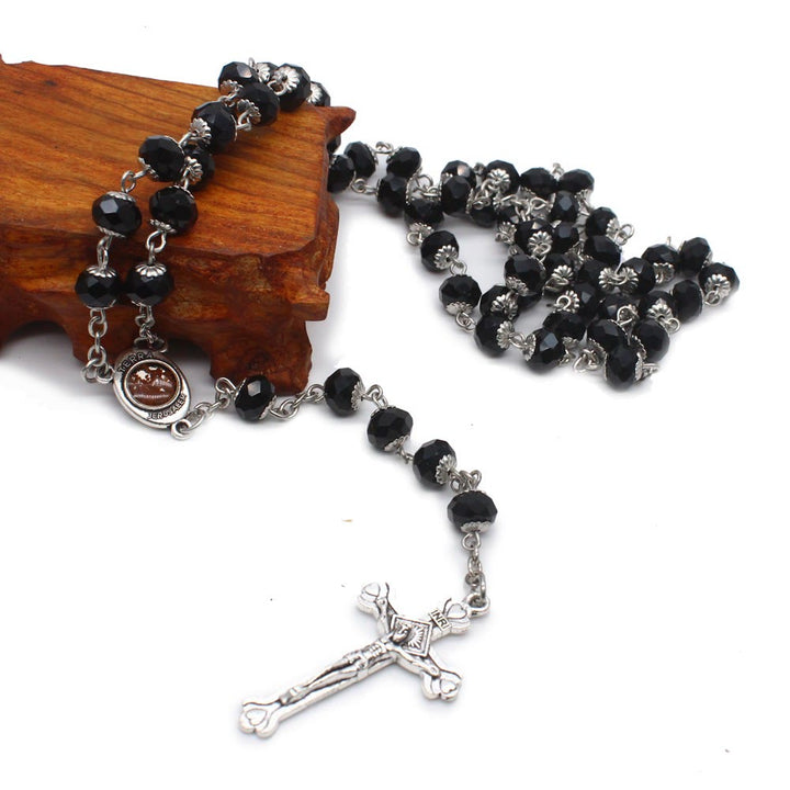 Madonna and Child & Crucifix of 6*8 mm Polyhedron Multicolor Glass Alloy Chain Rosary - image 4