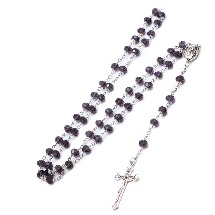 Madonna and Child & Crucifix of 6*8 mm Polyhedron Multicolor Glass Alloy Chain Rosary - image 7