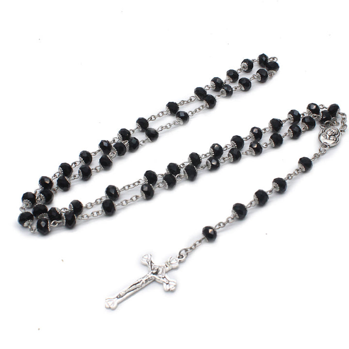 Madonna and Child & Crucifix of 6*8 mm Polyhedron Multicolor Glass Alloy Chain Rosary - image 2
