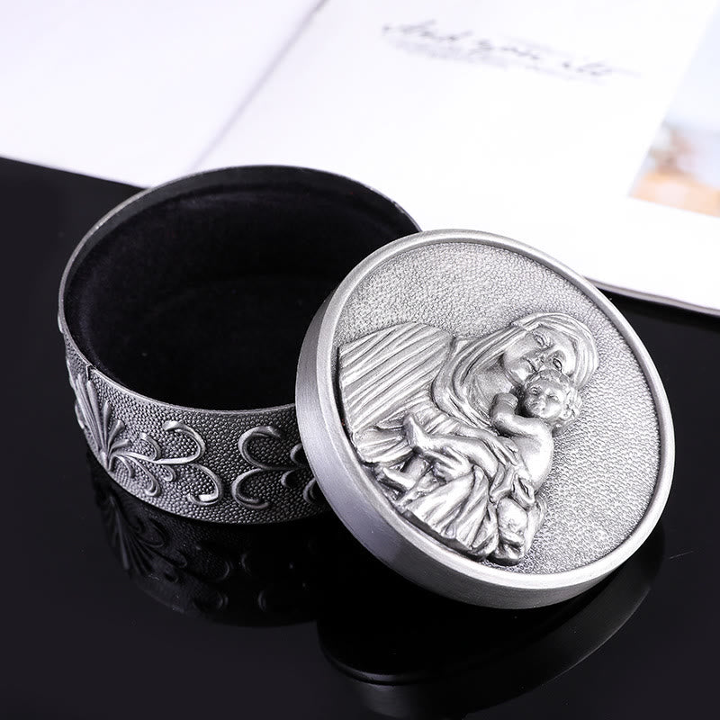 Christianartworkshop Classic Retro Style Crafted Madonna and Child Zinc Alloy Storage Box - image 2