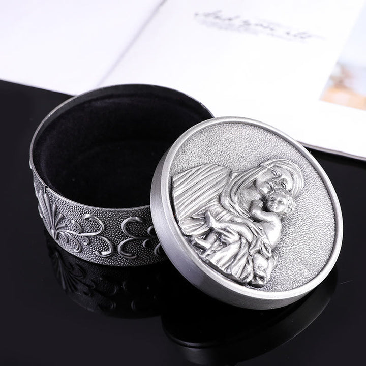 Christianartworkshop Classic Retro Style Crafted Madonna and Child Zinc Alloy Storage Box - image 2
