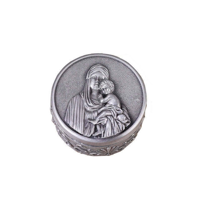 Christianartworkshop Classic Retro Style Crafted Madonna and Child Zinc Alloy Storage Box - image 4