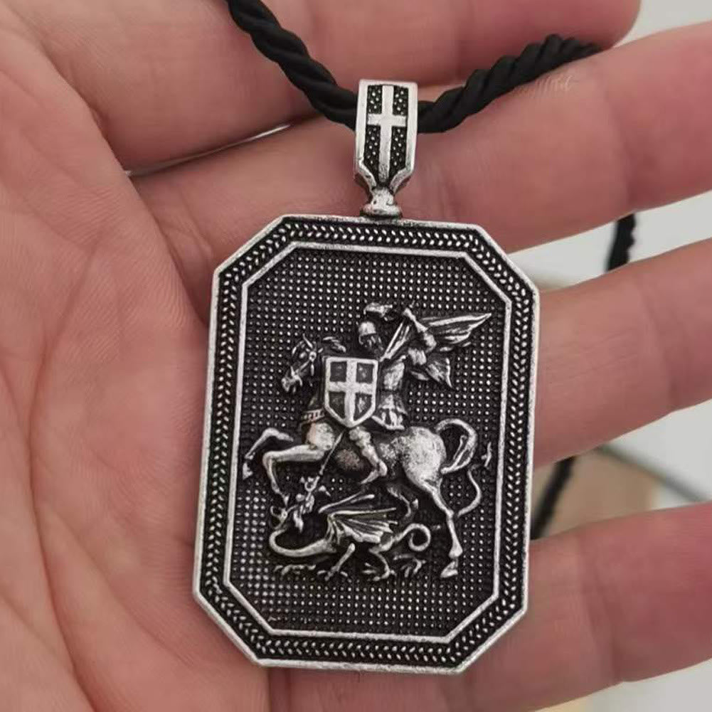 Christianartworkshop Classic Style Saint George and the Dragon Pendant Protection Prayer Necklace - image 11