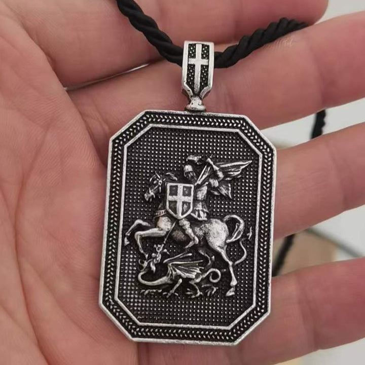 Christianartworkshop Classic Style Saint George and the Dragon Pendant Protection Prayer Necklace - image 11
