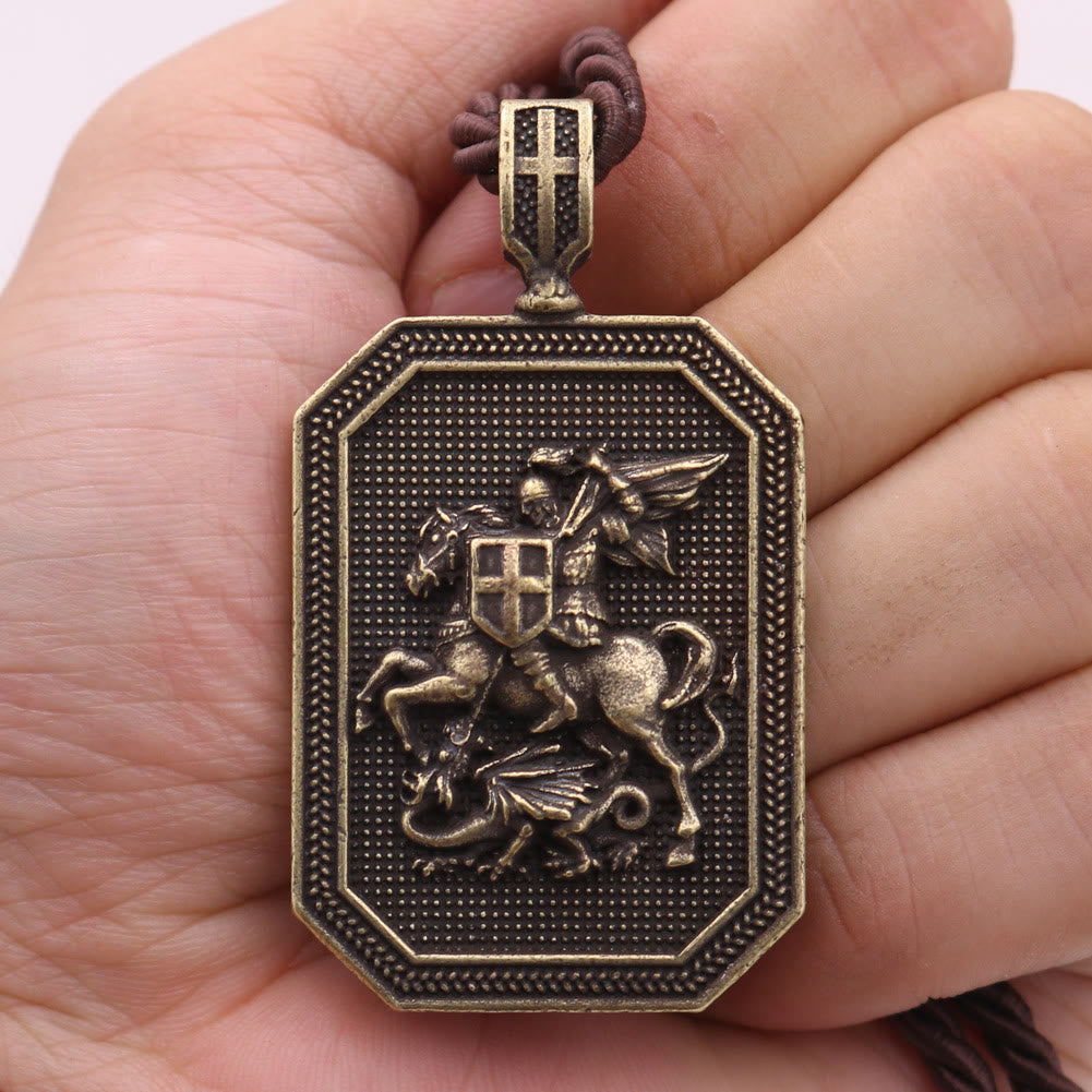 Christianartworkshop Classic Style Saint George and the Dragon Pendant Protection Prayer Necklace - image 10