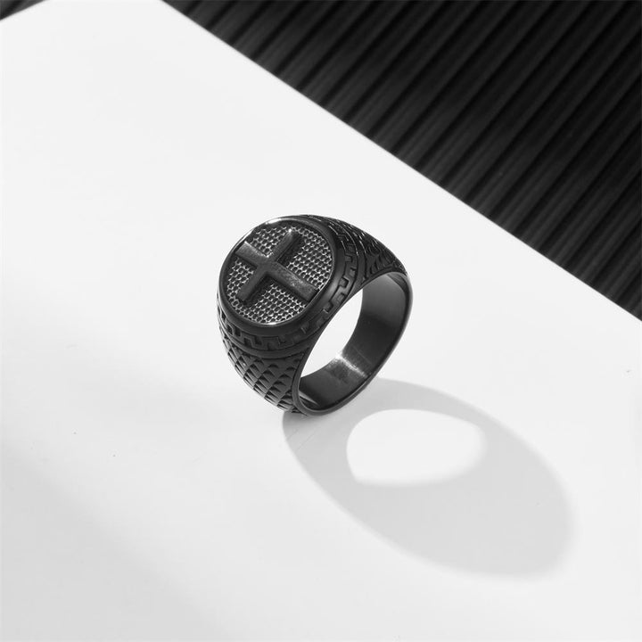 Christianartworkshop Crafted Classic Style Cross Sacred Protection Stainless Steel Ring - image 4