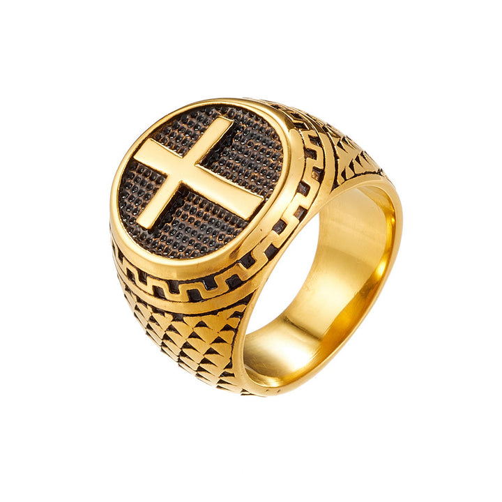 Christianartworkshop Crafted Classic Style Cross Sacred Protection Stainless Steel Ring - Retro - US 12 - image 5
