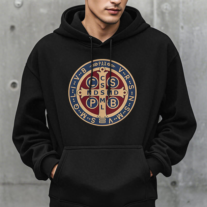 Classic Colored Style St. Benedict Protector Fleece Lined Polyester Hoodie - image 1