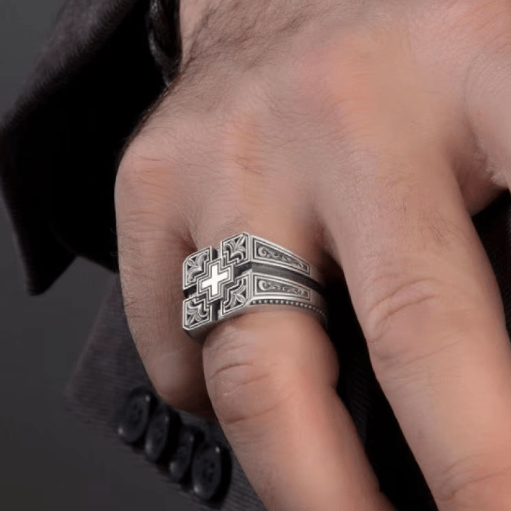 Christianartworkshop Bold & Detailed Style Intricate Gothic Cross Ring Religious Jewelry - image 4