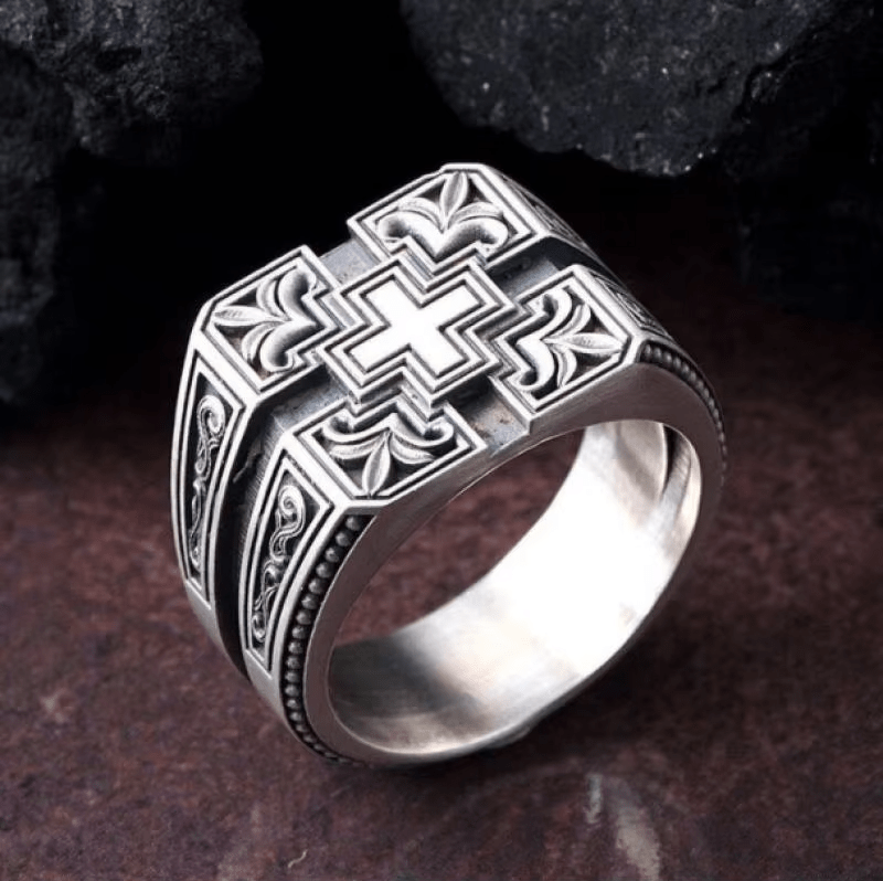 Christianartworkshop Bold & Detailed Style Intricate Gothic Cross Ring Religious Jewelry - Adjustable - image 0