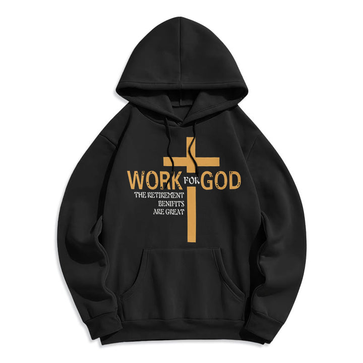 Christianartworkshop Classic Style Cross Work For God Fleece Lined Polyester Hoodie - Black - 2XL - image 0