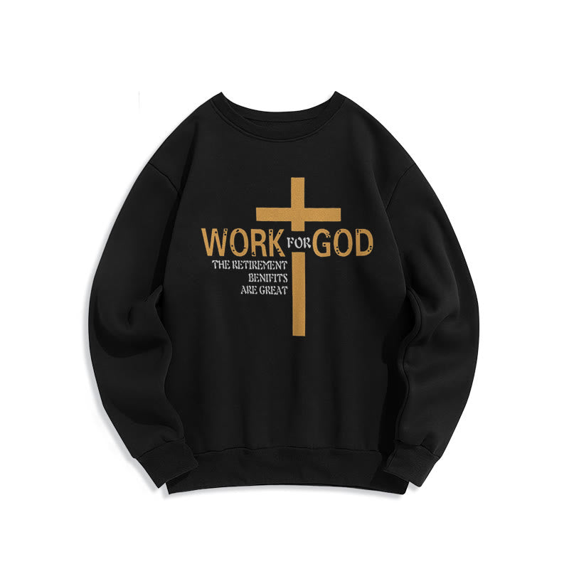 Christianartworkshop Classic Style Cross Work For God Fleece Lined Polyester Sweatshirt - Black - 2XL - image 5
