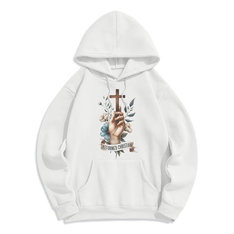 Classic Colored Style Reformed Christian Faith Fleece Lined Polyester Hoodie - White - 2XL - image 0