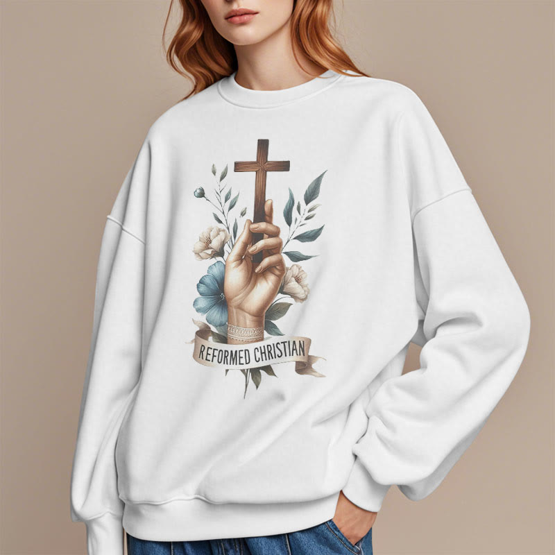Classic Colored Style Reformed Christian Faith Fleece Lined Polyester Sweatshirt - image 1