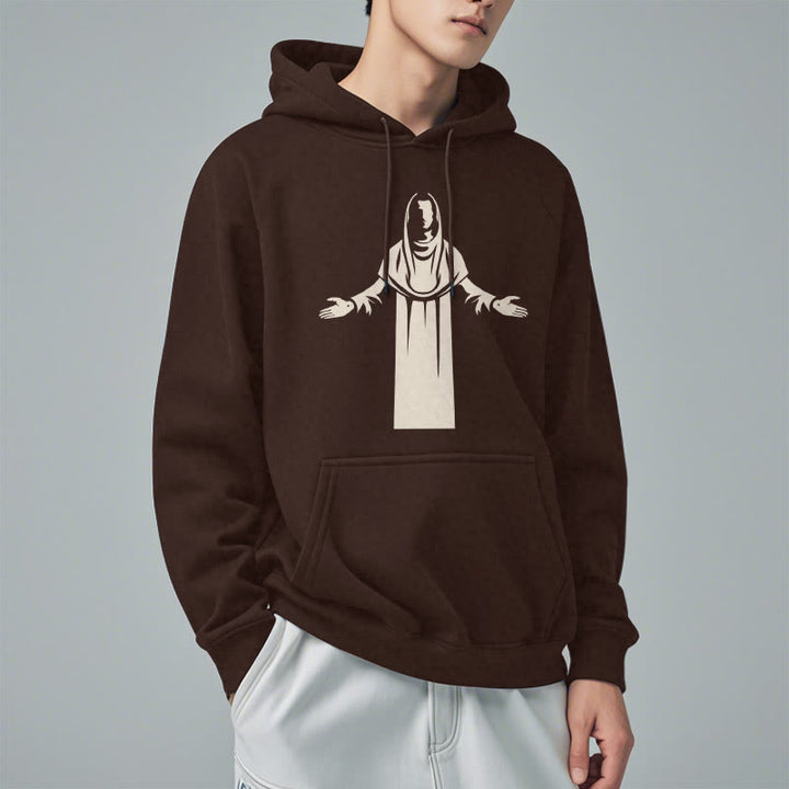 Classic Style Saint Figure Hands Open Praying Fleece Lined Polyester Hoodie - image 18
