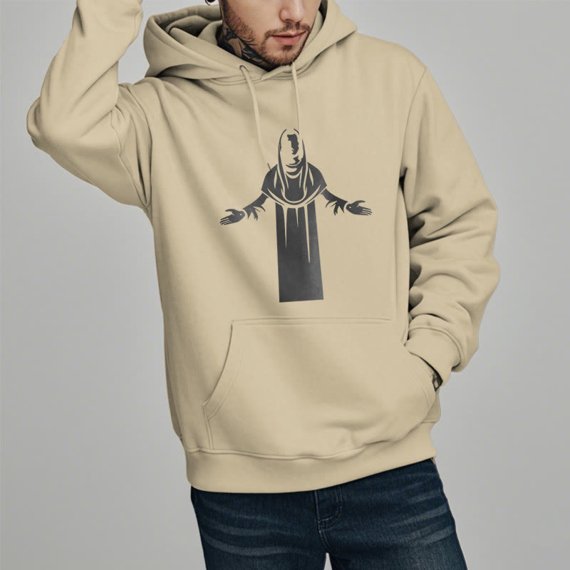 Classic Style Saint Figure Hands Open Praying Fleece Lined Polyester Hoodie - image 2