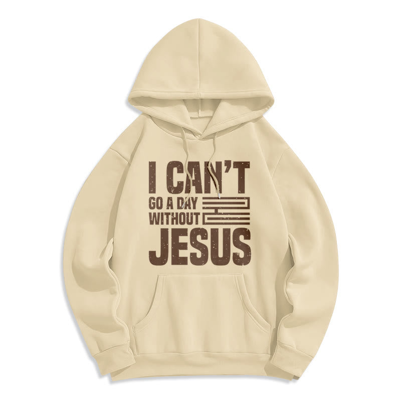 Classic Style I Can't Go A Day Without Jesus Fleece Lined Polyester Hoodie - Beige - 2XL - image 10