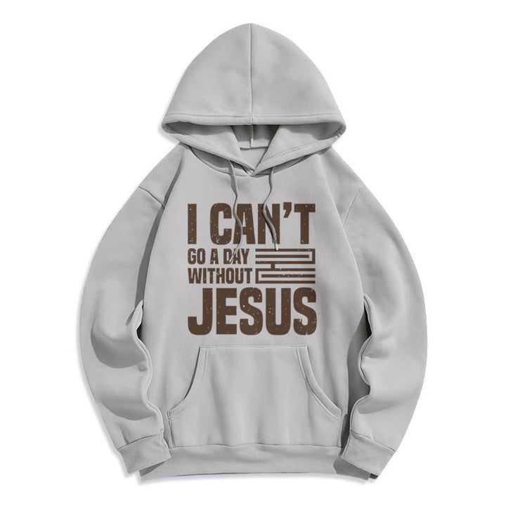 Classic Style I Can't Go A Day Without Jesus Fleece Lined Polyester Hoodie - Grey - 2XL - image 30