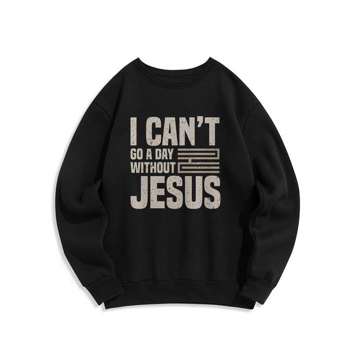 Classic Style I Can't Go A Day Without Jesus Fleece Lined Polyester Sweatshirt - Black - 2XL - image 5