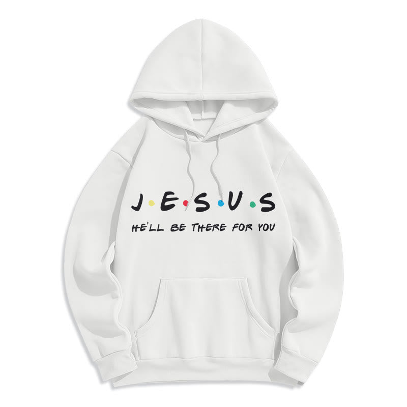 Christianartworkshop Modern Style Jesus He'll Be There For You Fleece Lined Polyester Hoodie - White - 2XL - image 0