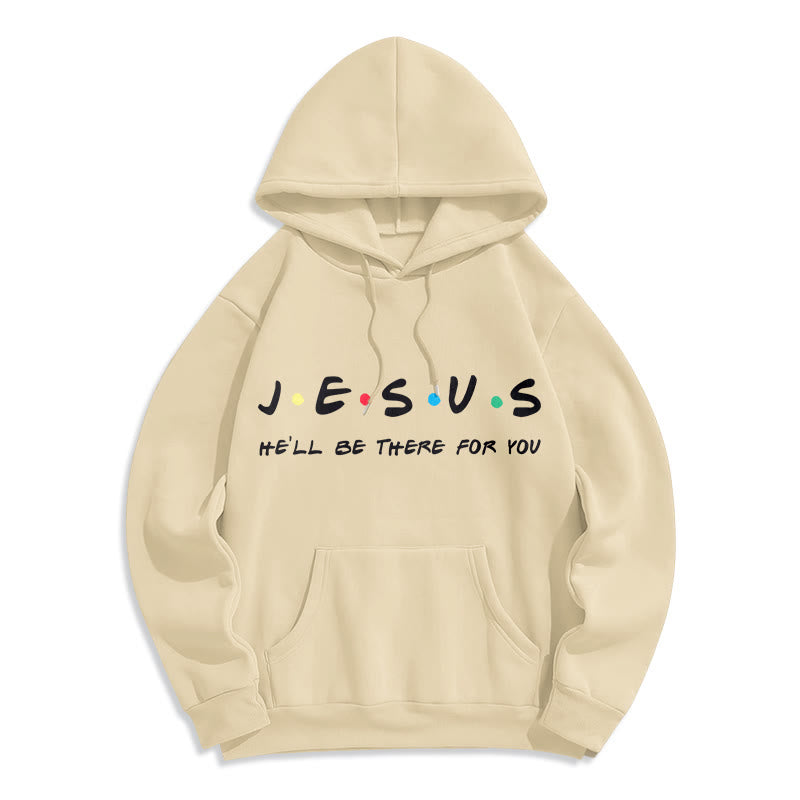 Modern Style Jesus He'll Be There For You Fleece Lined Polyester Hoodie - Beige - 2XL - image 10