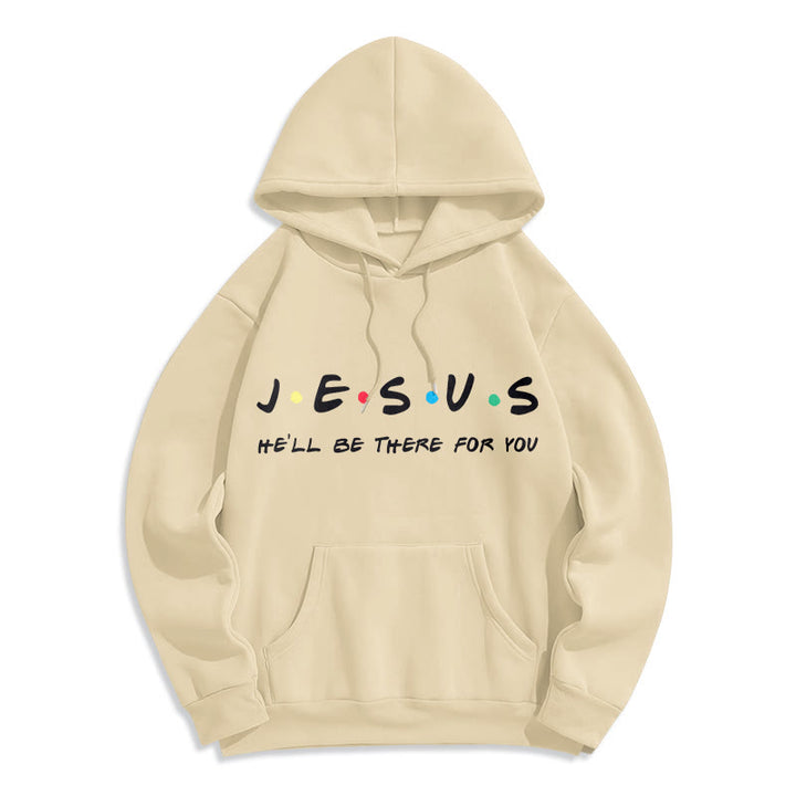 Modern Style Jesus He'll Be There For You Fleece Lined Polyester Hoodie - Beige - 2XL - image 10