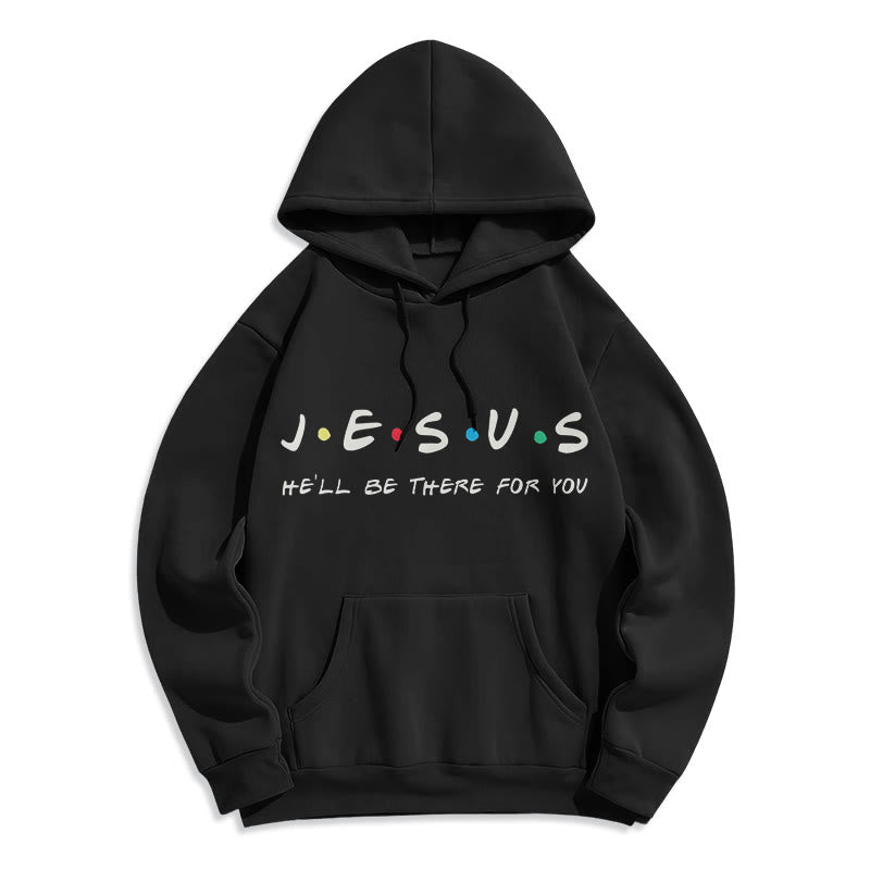 Modern Style Jesus He'll Be There For You Fleece Lined Polyester Hoodie - Black - 2XL - image 5