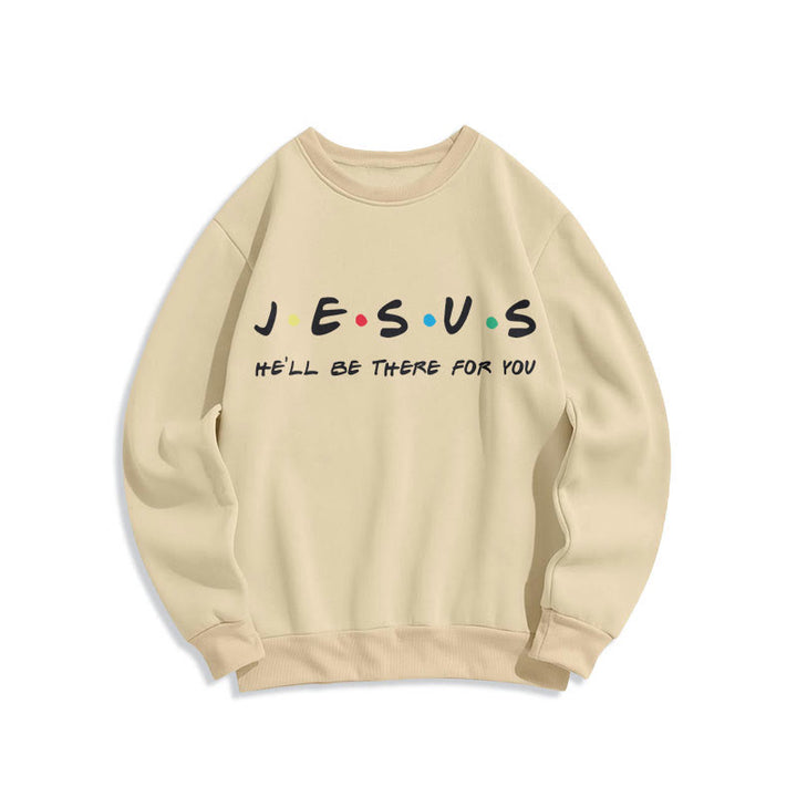 Modern Style Jesus He'll Be There For You Fleece Lined Polyester Sweatshirt - Beige - 2XL - image 10