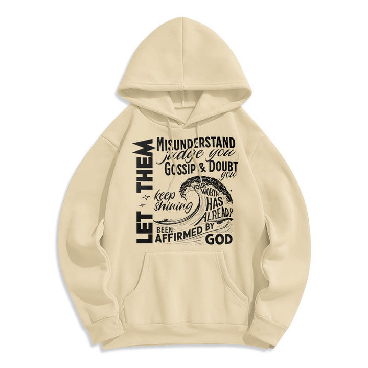 Modern Style Affirmed By God Fleece Lined Polyester Hoodie - Beige - 2XL - image 0