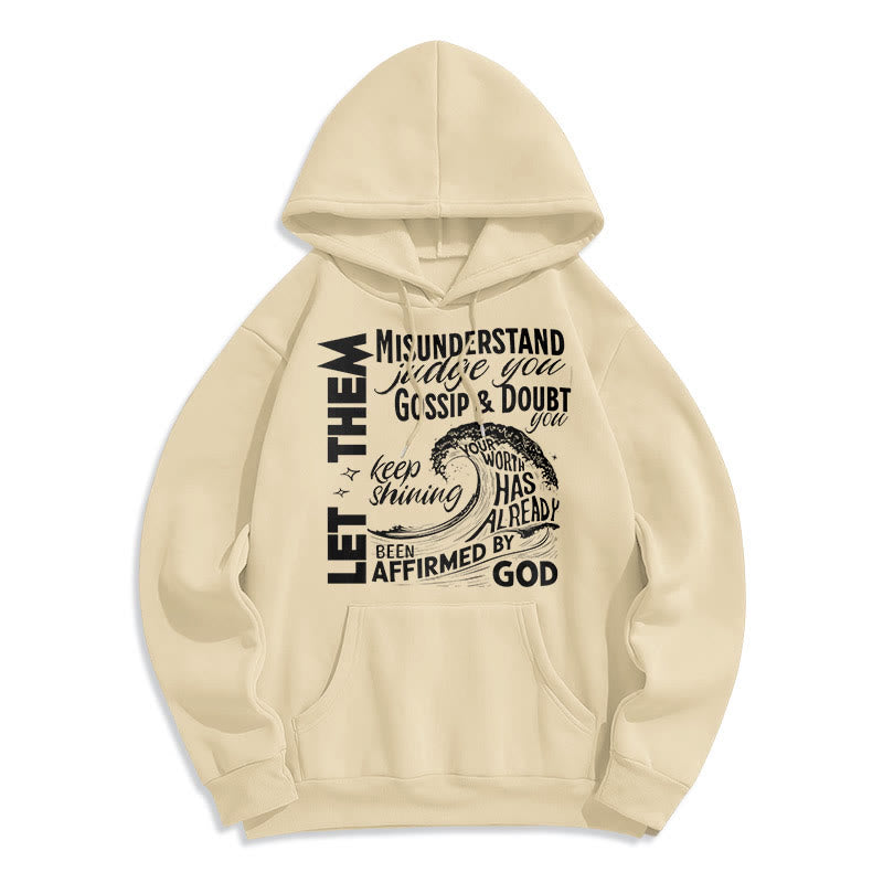 Modern Style Affirmed By God Fleece Lined Polyester Hoodie - Beige - 2XL - image 0